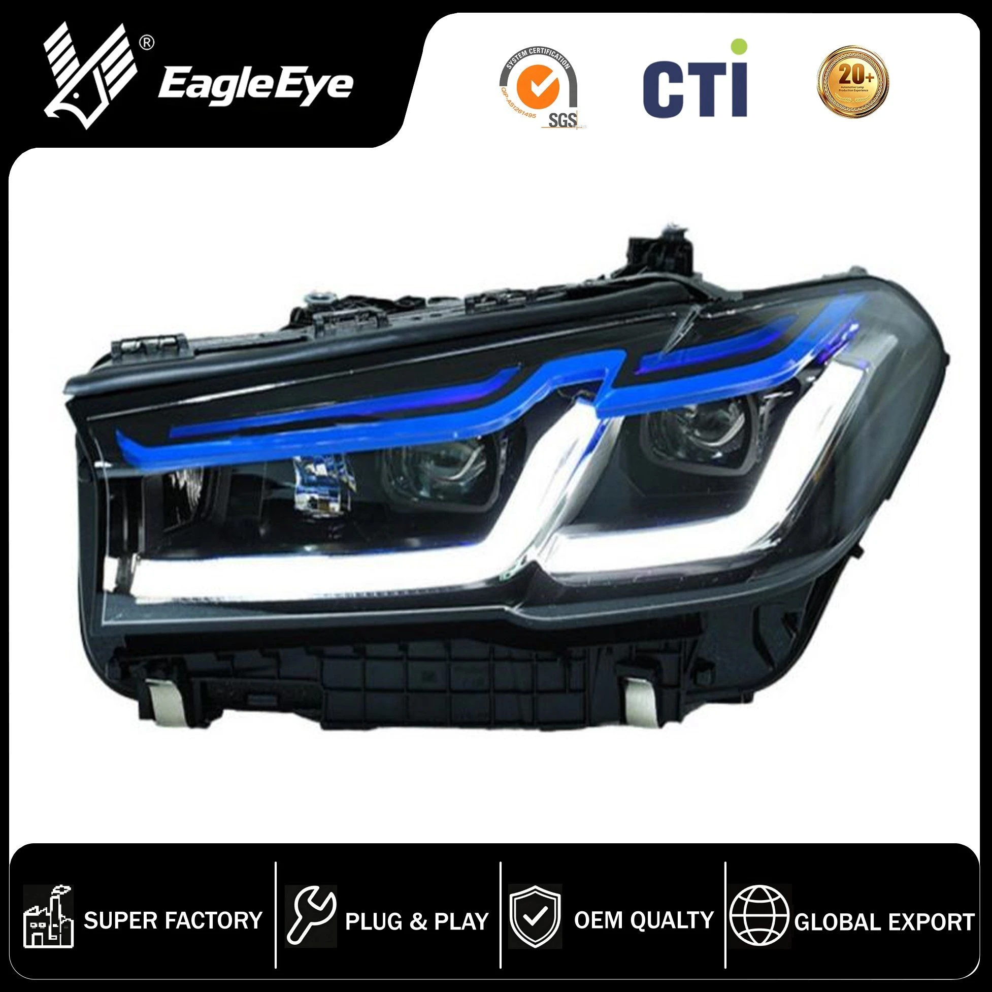 2018-2023 BMW 5 Series G30 Headlight Modification G38 Thunder M5 Blue Eyebrow High-End LED Laser Headlights