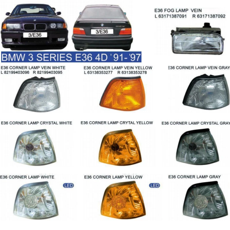 Body Parts for BMW Headlight/Grille/Hood/Bumper/Fender/Fog Lamp E36/G20/E34/E38/E39/E46/E60/E53/E90/E66/E70/E84/E71/E87/F01/F10/F15/F25/F20/F30/F32/G01/G05/E30