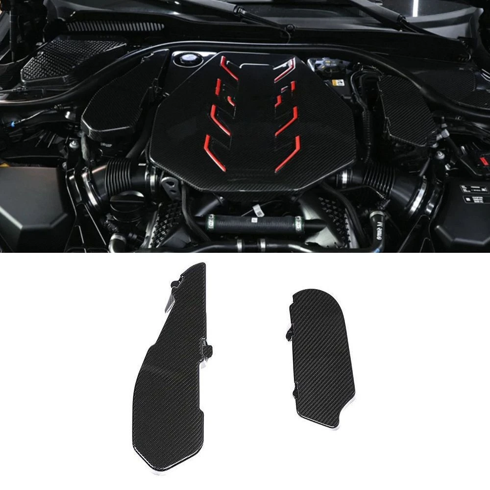 Dry Carbon Fiber Material Engine Bay Upper Corner Covers Fitment BMW M5 G90 G99 Engine Bay Panels
