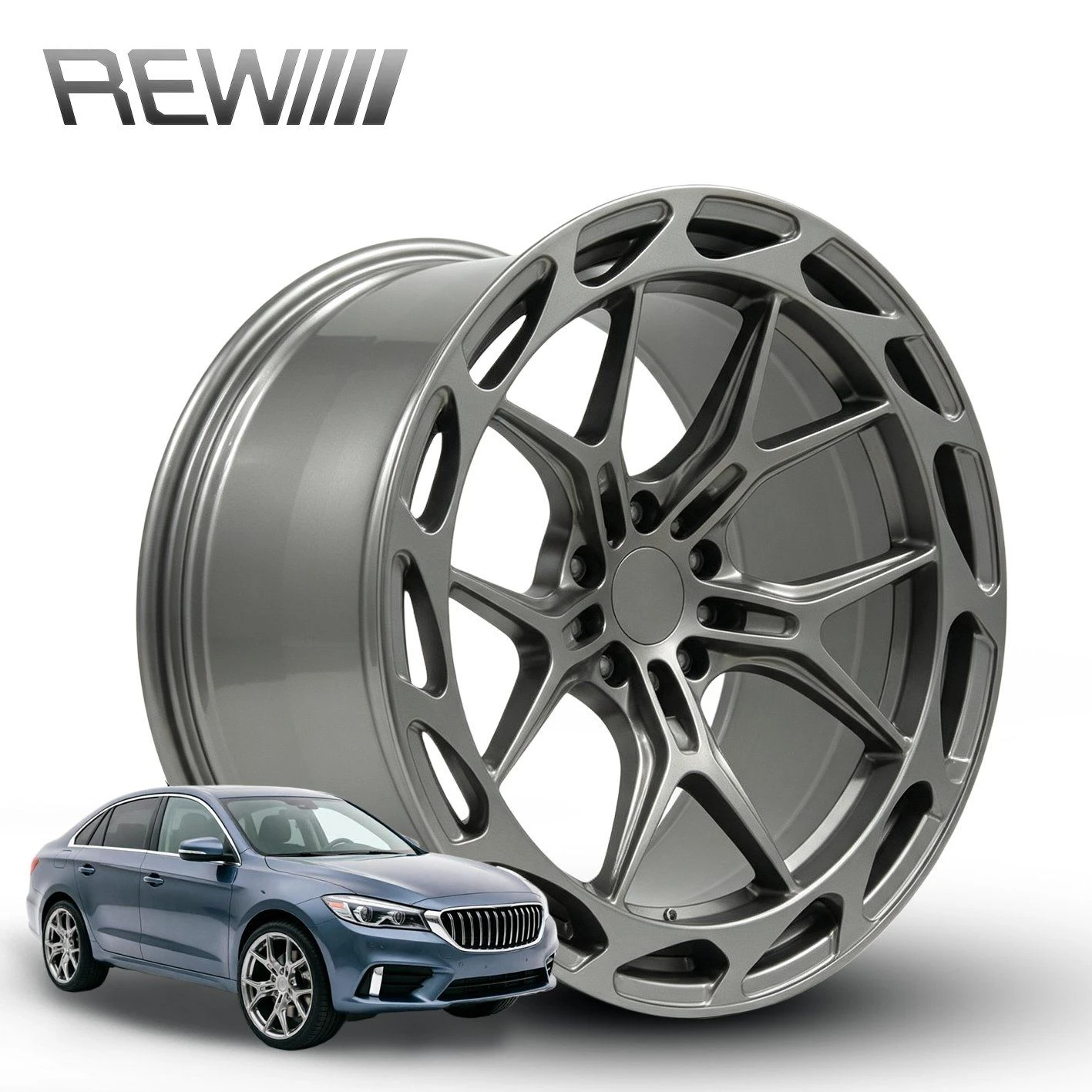Forged Aluminum Rim 19-23 Inch 6061 T6 Silver Outer Hollow Multi Spoke Monoblock Wheel for Sport Sedan Custom Modification Highway Driving for Benz BMW Audi