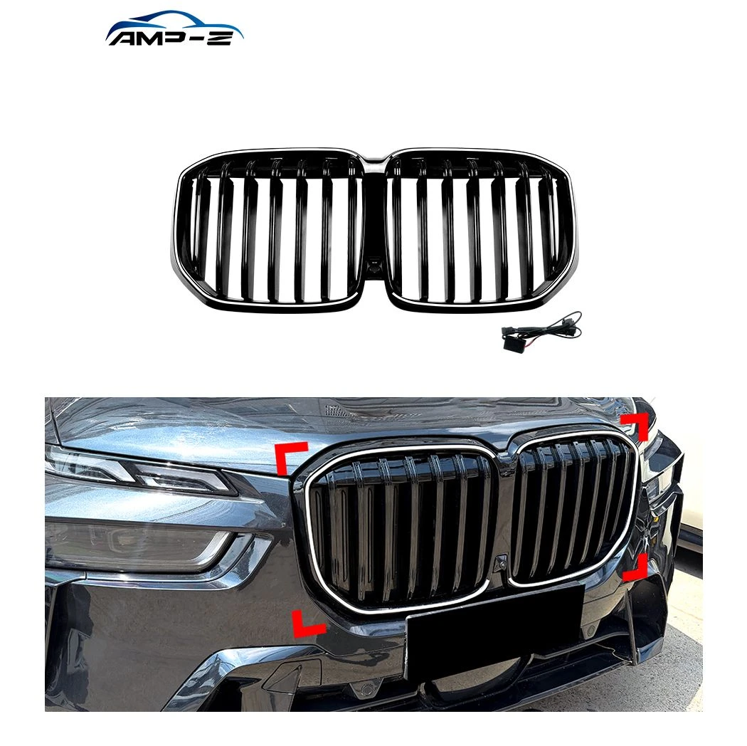 G07 ABS Gloss Black Front Bumper Grille Mesh Grill with Light for BMW X7 G07 Lci Facelift 2023+ Car Accessories