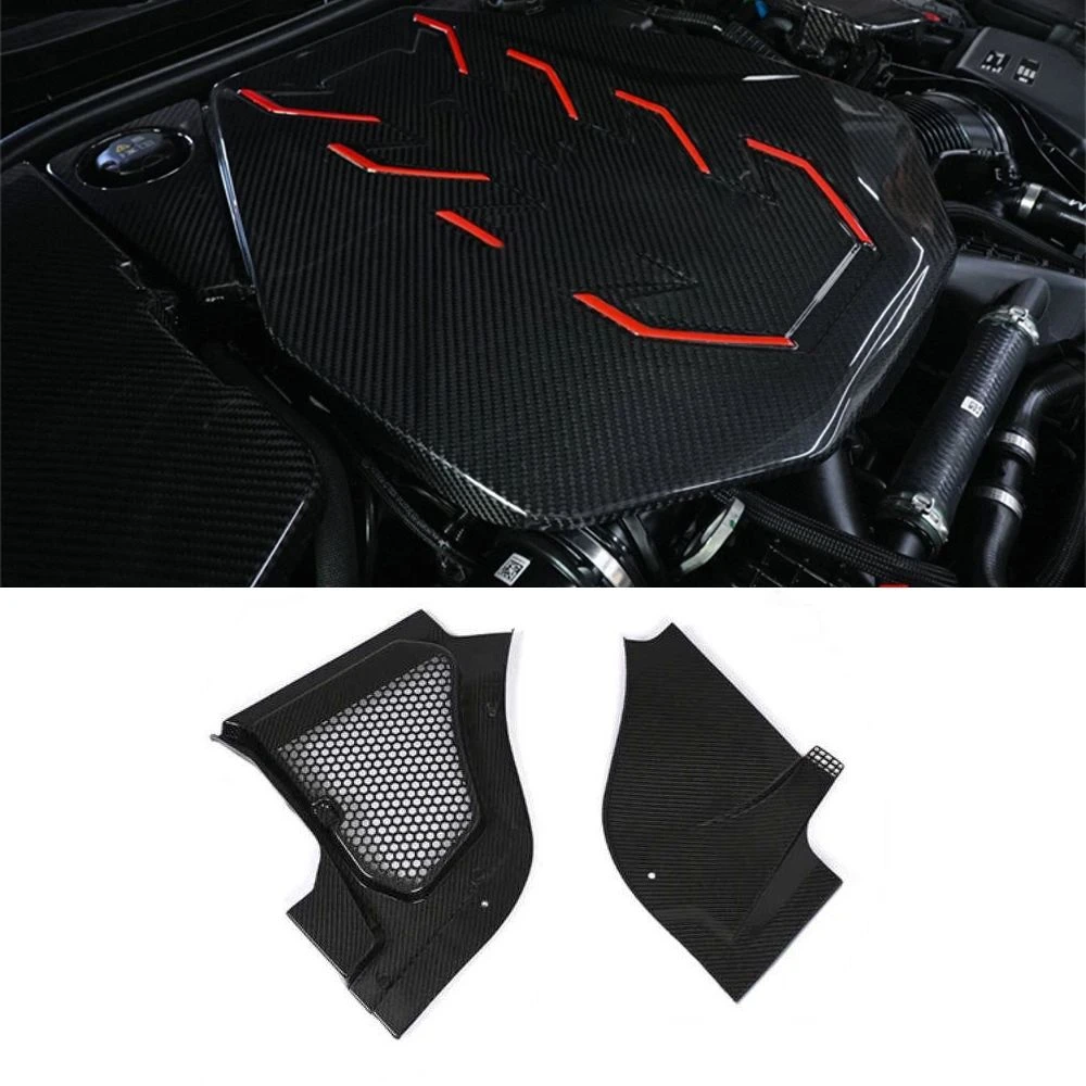 Perfect Fitment Dry Carbon Fiber Engine Bay Corner Mesh Panel Trim for BMW M5 G90 G99