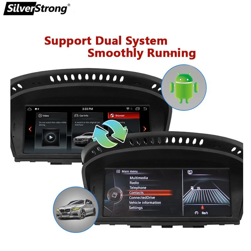 Silverstrong Car GPS Navigation DVD Radio Idrive Carplay IPS for BMW 3/5 Series E60 E61 E63 E64 E90 E91 E92 CCC/Cic