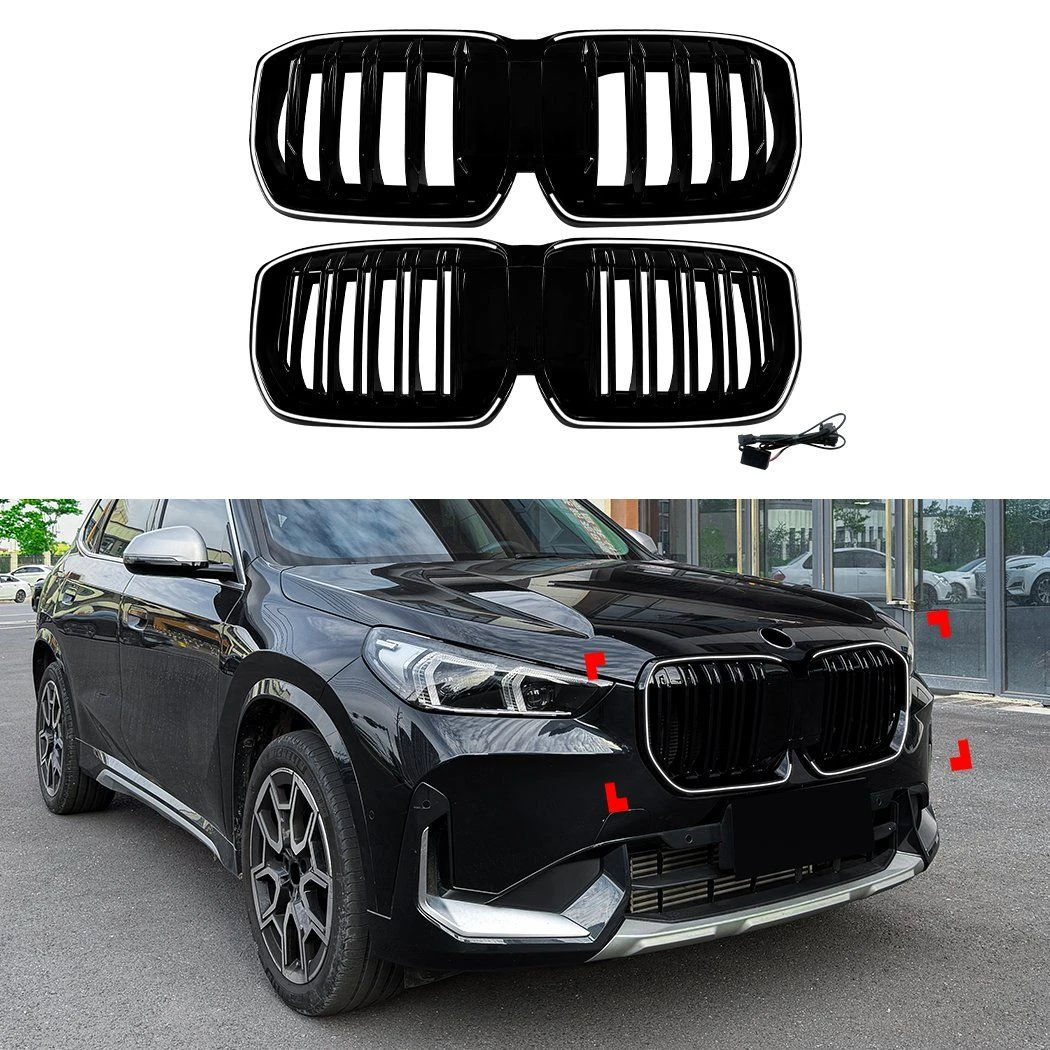 U11 ABS Gloss Black Front Bumper Grille with Light for BMW X1 IX1 U11 2023+