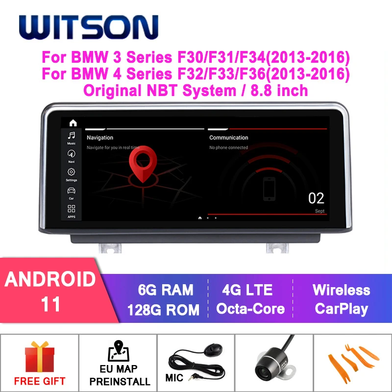 Witson Android 11 Big Screen Car Multimedia for BMW 3 Series F30/F31/F34 (2013-2016) 4 Series F32/F33/F36 (2013-2016) Vehicle Radio 6+128g System