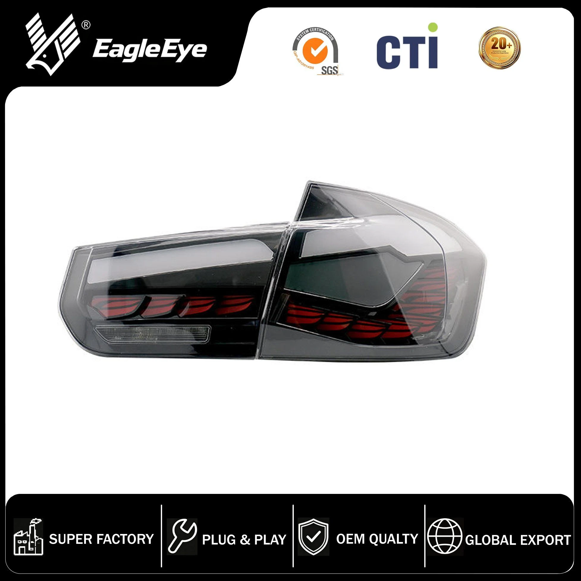 for BMW 3 Series F30f35 Taillight Assembly Modification Taillight Gray Cover Double Red Dragon Scale Flowing Turn Signal LED Taillight